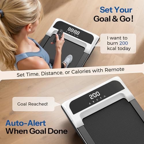 Niceday Walking Pad Treadmill with 10% Auto Incline, 400lbs Capacity, Under Desk Treadmill for Home Office, 3HP Super Quiet, Magnetic Remote & Preset Goal, White - Thumbnail 5