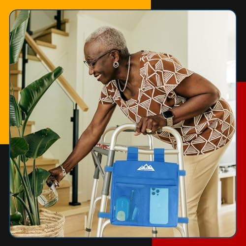supregear Walker Side Bag, Water Resistant Accessory Basket Pouch for Folding Walkers, Lightweight Hand Free Storage Carrier Tote, Universal Size Seniors Caddy Attachment, Blue - Thumbnail 6
