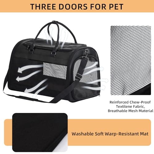 PET MARVEL Cat Carrier Soft Sided for Small Medium Cats Puppy up to 15 Lbs, Airline Approved Mesh Pet Travel Bag, Breathable Bite-Resistant Fabric with Removable Washable Mat - Thumbnail 3
