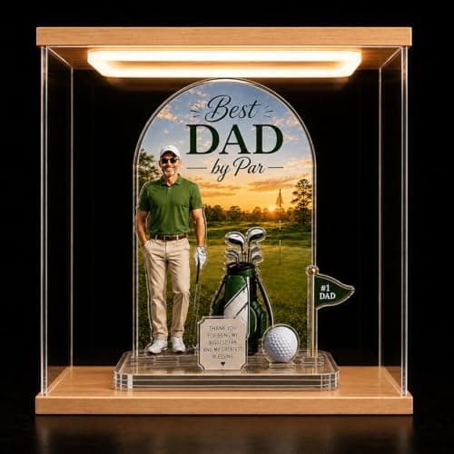 Personalized Acrylic Plaque with Photo, Custom Father’s Day Gift for Dad, First Father’s Day Keepsake, Personalized Acrylic Stand for Dad Husband Grandpa (Golf) - Thumbnail 6