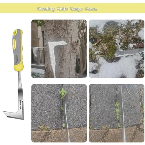 Weed Puller Tool, 3 Pack Garden Stainless Steel Manual Hand Weeder with Ergonomic Soft Grip Handle, L-Shape Crack Weeder, V-Shape Uprooting Tool & 4 Teeth Weed Puller for Lawn, Driveway, Paver Cracks - Thumbnail 5