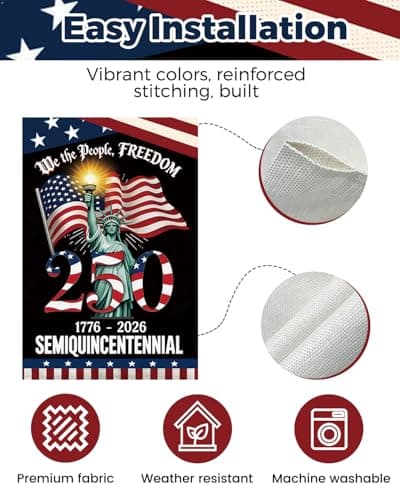 250 Years America Garden Flag, 250th Anniversary USA Patriotic 4th of July Double-Sided Waterproof Banner with Freedom Yard Sign, We The People, 1776-2026 Commemorative, 12 x 18 Inch - Thumbnail 4