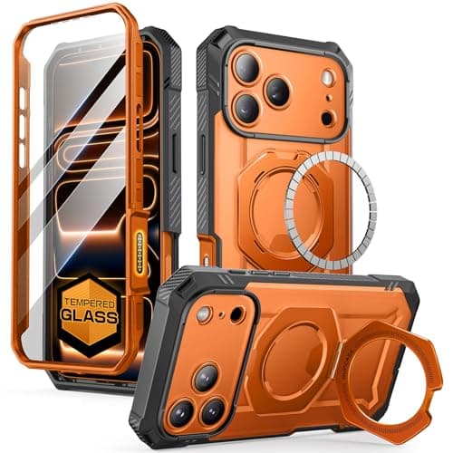 SUPCASE for iPhone 17 Pro Max Case (UBGrip Pro), [Built-in Tempered Glass Screen Protector & Stand] [Camera Control Cover] [Compatible with MagSafe] Full Body Heavy Duty Magnetic Phone Case, Coral - Image 1