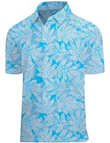 Actflare Golf Shirts for Men Hawaiian Tropical Short Sleeve Dry Fit Mens Golf Polo Shirt S - Image 1