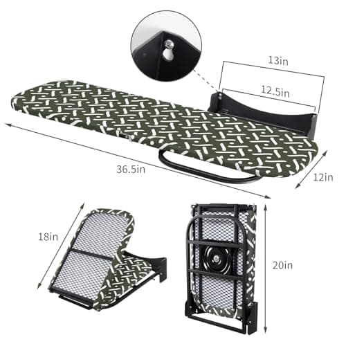 Slieton Wall-Mounted Steel Farme Folding Ironing Board, 36.5 x 12 inches, 180° Rotating, Space-Saving Design - Thumbnail 2