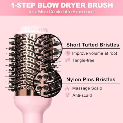 Blowout Hair Dryer Brush, Hair Blow Dryer and Styler with Ceramic Oval Barrel, Professional Salon Hot Air Brush Hair Straightener Brush for All Hair Types - Thumbnail 6