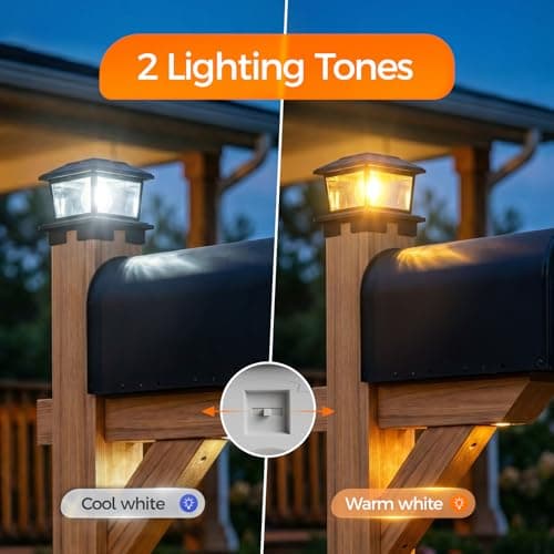 VOLISUN Solar Post Cap Lights Metal - Black Solar Fence - Post Lamps, Adjustable Base (3.5x3.5 to 6x6 Vinyl Posts),Edison Buld, Warm/Cool Light for Yard Fence Deck(2Pack) - Thumbnail 2