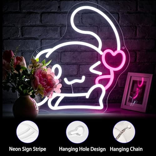 Neon Sign, FPLL Cute Neon Signs for Wall Decor White LED Signs for Bedroom, Game Room, Home Decor - Light up Sign USB Powered - Thumbnail 4