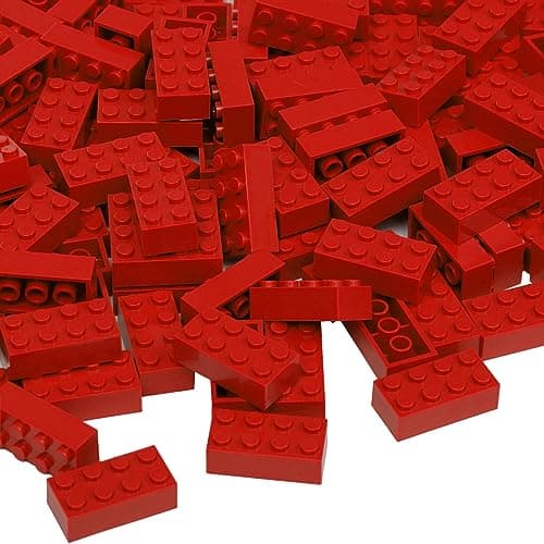 Lekebaby Classic Building Bricks, 100 Piece 2x4 Building Blocks STEM Creative Building Toys Compatible with All Major Brands, Educational Toy for Boys Girls 6 Years Old and Up(2x4 Red)
