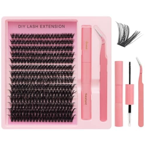 DIY Lash Extension Kit, 280PCS 80D Individual Cluster Lashes, Mixed Length 9–15mm, Bond and Seal with Applicator, At Home Lash Extensions for Natural Full Volume Look - Image 1