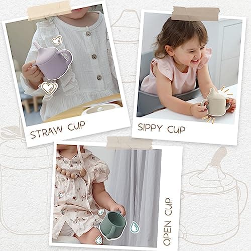 Moonkie Silicone Baby Sippy Cups | 3 Stages Training Cup Straw Cup for Infants Toddlers and Kid | 4 oz 2Pack - Thumbnail 5