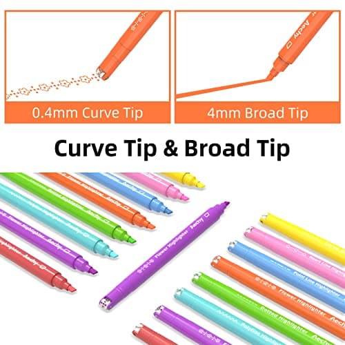 AECHY 8PCS Curve Highlighter Pen Set, Dual Tip Marker Pens with 6 Different Curve Shapes & 8 Colors Mark Lines, Aesthetic Curve Marker Highlighter for Journal Planner School Supplies - Thumbnail 2