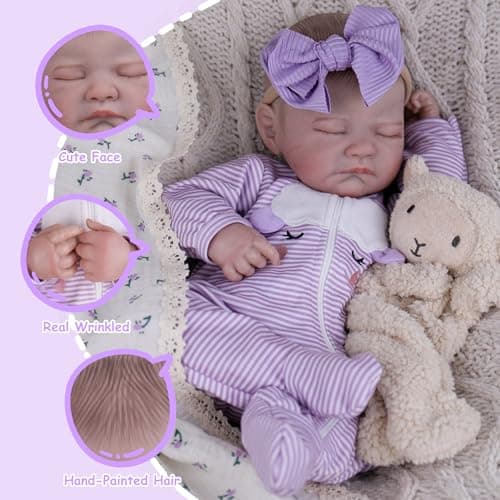 Milidool Realistic Reborn Baby Dolls - 20 Inch Lifelike Newborn Baby Doll Girl Real Life Baby Dolls with Weighted Soft Body Baby Gift with Accessories for 3+ Year Old Kids Girls Gifts, Pretend Play - Thumbnail 6