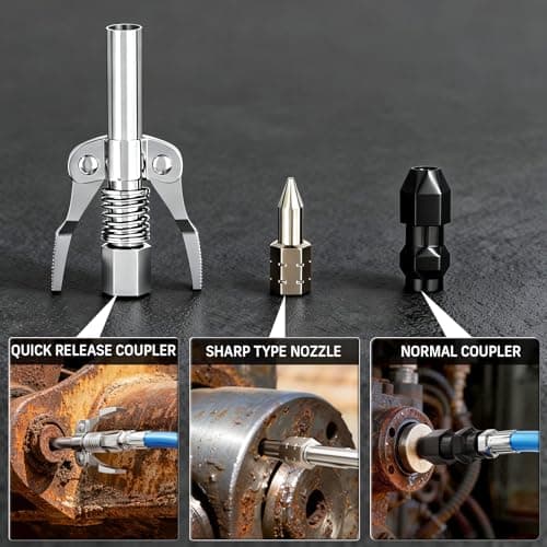 Bluebow Electric Grease Gun Kit, 12,000 PSI Max Pressure, 5.3 oz/min Flow Rate, Cordless Grease Gun Battery, 2X 4000 mAh Batteries, 39.4" Flexible Hose, Cyan - Thumbnail 5