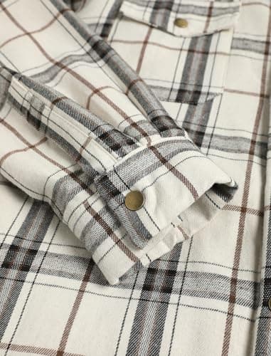 ZAFUL Men's Flannel Shirts Casual Plaid Button Down Shirt Jacket Long Sleeve Shacket with Pockets Black Buffalo Plaid XL - Thumbnail 5