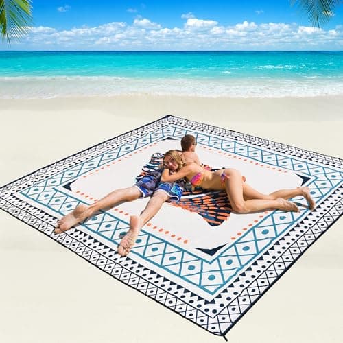 WIWIGO Beach Blanket Waterproof Sandproof Beach Mat 79" X 83"/10'x9'for 2-8 Adults Quick Drying Outdoor Picnic Mat Beach Accessories for Travel, Camping, Hiking - Image 1