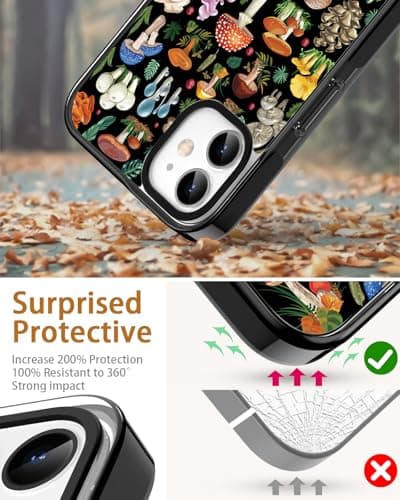 Sholbrak [3 in 1 Designed for iPhone 11 Case Cute Mushroom Pattern Protective Phone Case Cover 6.1" Screen Protector + Camera Lens Protector【2X Military Grade Drop Tested / 6.6ft Drop Protection】 - Thumbnail 3