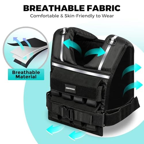 35lb/45lb Weighted Vest Men , Adjustable Rucking Vests for Walking with Reflective Stripe, 1.2" Ultra Thick Shoulder Padding Strength Training Workout Vest for Running GYM Home, Detachable Iron Weights - Thumbnail 3