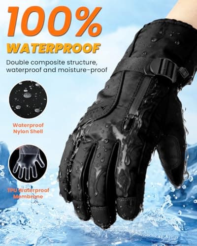 GXCROR Winter Gloves for Men & Women, Waterproof Touchscreen Ski Gloves with 3M Thinsulate -22°F Warmth, Windproof Cold Weather Gloves for Skiing, Snowboard, Snowmobile - Thumbnail 2