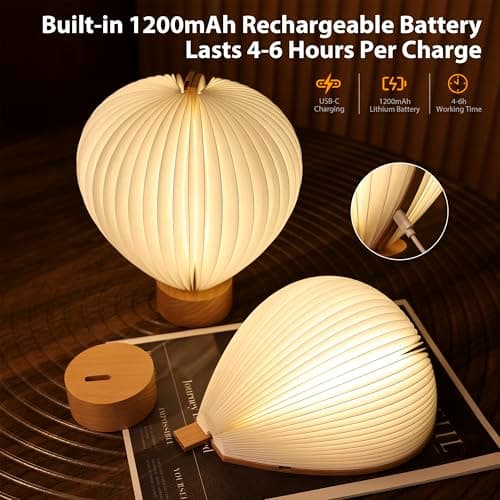 Hot Air Balloon Warm Night Light,Dimmable Touch Lamp for Bedroom,Portable Table Bedside Lamp,hot air balloon lantern decor,1200 mAh battery,Portable Camping Lamp for Outdoor,Bedroom,Party Decor - Thumbnail 4