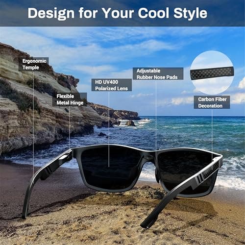ROCKNIGHT HD Sunglasses for Men Golf UV Sunglasses Polarized Fishing Gun Grey Sunglasses Hiking Trekking Travel Metal Frame Sunglasses - Thumbnail 3