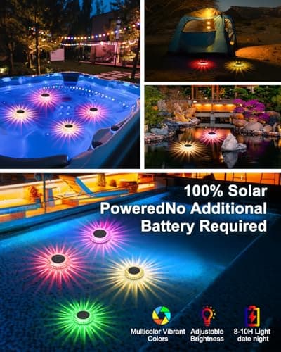 VIRIDI Solar Floating Pool Lights, RGB Color Changing Waterproof LED Lights, Super Bright Decorative Lights for Summer Pool Parties, BBQs, Backyard Patio, Garden & Wedding Party (6Pack) - Thumbnail 5