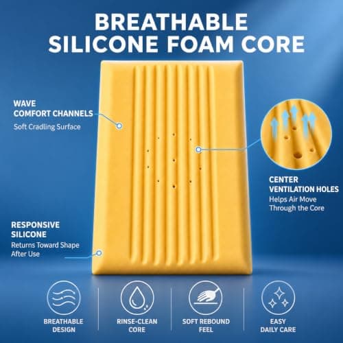 ASRIO Silicone Pillow, Cooling 4D High Resilience Cervical Support for Neck Pain Relief, Hypoallergenic, Ideal for Side Sleepers & Post-Surgery Care (Standard, (Comfort Pillow)) - Thumbnail 5