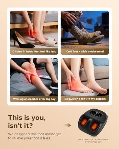 EaseZen Foot Massager Machine with Heat, Shiatsu Foot Massager with Remote, 2026 Upgraded Deep Kneading, for Plantar Fasciitis, Neuropathy, Birthday Gifts for Women Mom Men Dad, Up to Foot Size 14 - Thumbnail 2