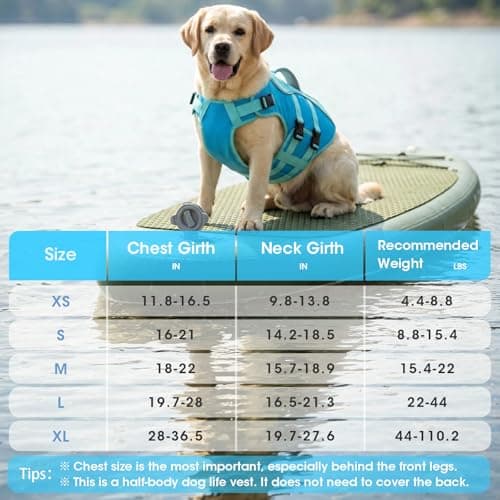 PETDSH Dog Life Jacket Large, High Flotation Dog Life Vest for Swimming Boating, Reflective Puppy Lifejacket with Superior Buoyancy and Rescue Handle, Adjustable Safety Dogs Floating Vests - Thumbnail 4