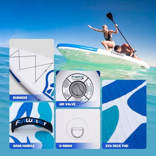 FunWater Inflatable 10'6×33"×6" Ultra-Light (17.6lbs) SUP for All Skill Levels Everything Included with Stand Up Paddle Board, Adj Floating Paddles, Pump, ISUP Travel Backpack, Leash,Waterproof Bag - Thumbnail 3