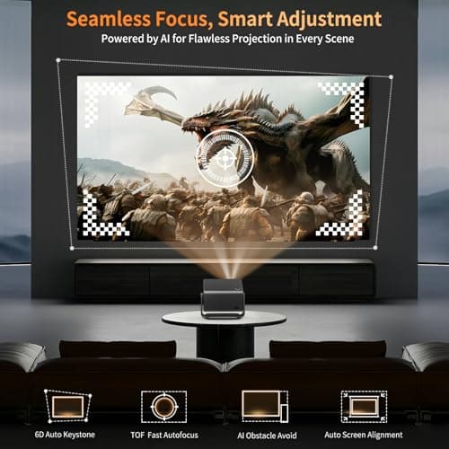 4K Projector with Wifi and Bluetooth 800ANSI, INFGO Movie Theater Projector with NETFLIX/Prime Video/YouTube Built-in, Dual App Store - Thumbnail 5