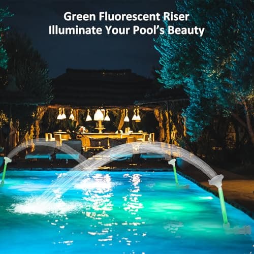 Ainkter Pool Fountain for Above & Inground Pools – 360° Adjustable Pool Waterfall, Pool Sprinkler Fountain with 4 Spray Modes, Green Glow-in-The-Dark Riser – Swimming Pool Cooler & Pool Accessories - Thumbnail 3