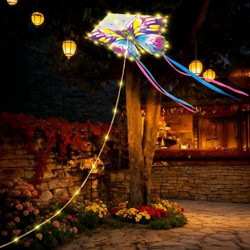 Toodour Solar Butterfly Lights Outdoor, 2.9Ft 174 LED Waterproof Kite Butterfly Garden Decor, 8 Modes Warm White Solar Garden Lights for Home Yard Patio Camping Decor - Purple & Red Butterfly - Image 1