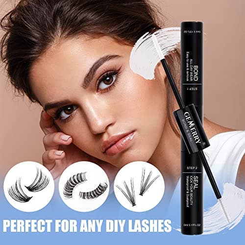 GEMERRY Lash Bond and Seal 10ml Eyelash Bond and Seal for Lash Clusters Strong Hold 48-72 Hours Cluster Lash Glue Waterproof Mascara Wand Bond and Seal (Clear, 10ml) - Thumbnail 5