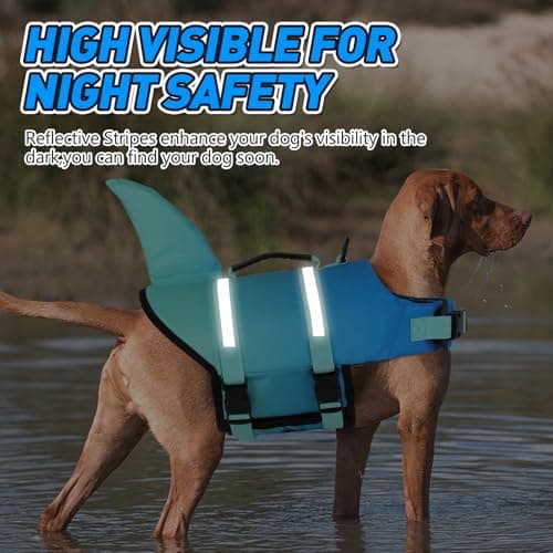 Doglay Dog Life Jacket, Ripstop Cute Shark Dog Life Jacket with Superior Buoyancy and Rescue Handle, Adjustable Dog Life Vests for Swimming Boating, Pet Flotation Vest for Small Medium Large Dogs - Thumbnail 5
