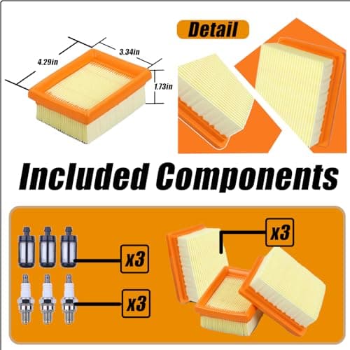 3PCS For Stihl BR800 BR800C BR800X Magnum Backpack Leaf Blower Air Fuel Filter Spark Plug Kit, For Stihl BR800 BR800C BR800X 4283-141-0300 4283-141-0300A 4283-141-0300B 0000-350-3518 0000-350-6202 - Thumbnail 3