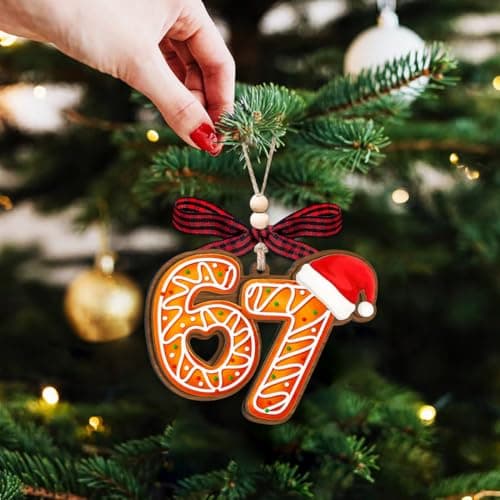67 Ornament, 6 7 Meme Christmas Ornaments 2026, Gingerbread Wood, Funny Christmas Ornament for Kids, 6 7 Gifts - Thumbnail 4