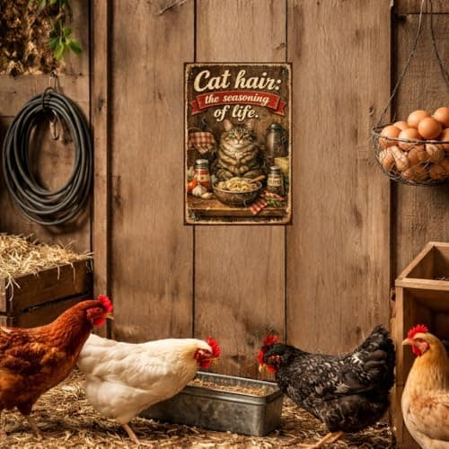 Cat Hair The Seasoning of Life Vintage Tin Sign Funny Cat Kitchen Wall Decor Retro Metal Plaque Rustic Farmhouse Cat Lover Gift 8x12 Inch Pre Drilled - Thumbnail 2