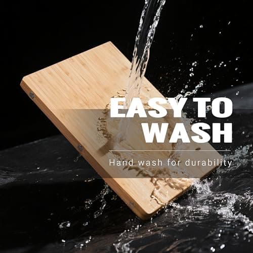 XL Bamboo Cutting Board with Handle – Extra Large Wood Chopping Board for Meat, Cheese, Serving – TRULY Glue-Free, Pre-Oiled Kitchen Boards 21.7"X14"/ 55x36cm - Dishwasher Safe [New 2026 Upgrade] - Thumbnail 4