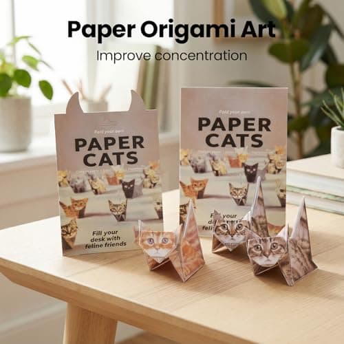 DIY Origami Paper Cats Kit - 50 Sheets to Fold into Charming Cat Figures. A Creative & Relaxing Craft Project, Perfect for Home, Office, or Classroom Decor. - Thumbnail 4