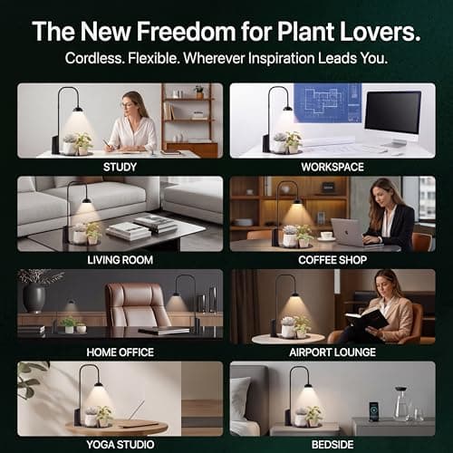 Cordless Small Grow Light for Indoor Plants, Magnetic Docking Desktop Plant Light with 4/6/8H Timer, Adjustable Gooseneck Full Spectrum LED Lamp for Office Desk, Succulents, Herbs - Thumbnail 6