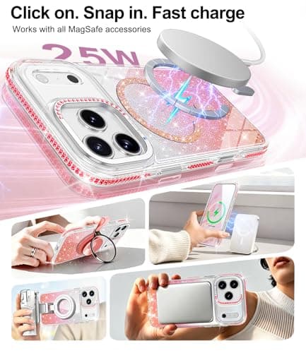 JAME for iPhone 17 Pro Max Case Girly with Magnetic Glitter Card for Women - Thumbnail 3