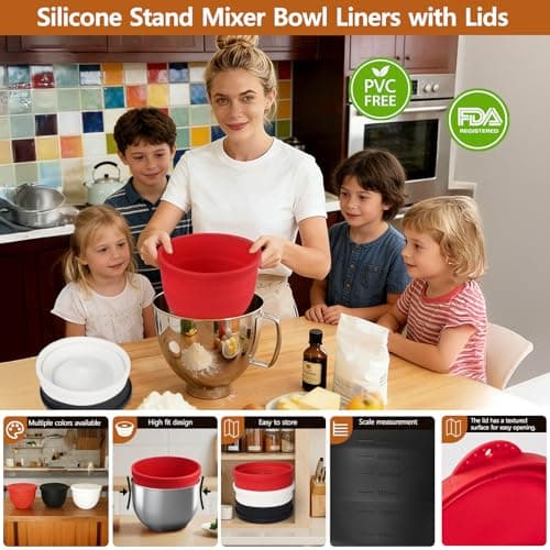 Kitchen Aid Silicone Bowl Insert,Foldable 5qt Silicone Liners for Kitchenaid Mixer Accessories and Attachments,Dishwasher Safe-Food Grade,Silicone Kitchen Aid Bowl Liners for Baking(3 Pack) - Thumbnail 3