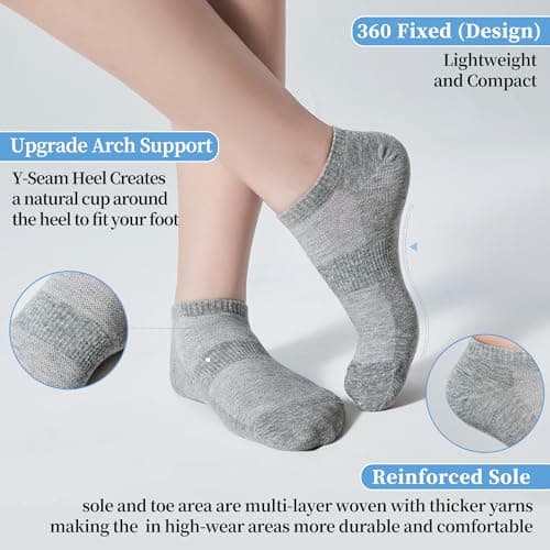 Corlap Women's Ankle Cotton Socks - No Show Low Cut Athletic Running Soft Thin White Socks 6 Pairs - Thumbnail 4