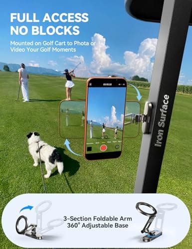 JOYROOM Upgraded Magnetic Golf Cart Phone Holder, [Tri-fold+All Metal] Magsafe Phone Holder Compatible with MagSafe iPhone 17 16 15 14 13 12 Fits EZGO Club Car Yamaha Icon Golf Cart Accessories Gifts - Thumbnail 2