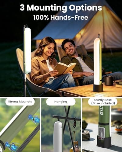 24" Inflatable Solar Camping Lantern,Magnetic LED Tube Light with USB-C 2000mAh Phone Charger,IP66 Waterproof TPU Tent Light for Hurricane Emergency,Backpacking & Off-Grid Survival (Green) - Thumbnail 5