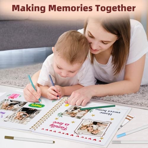 Vienrose 10 x 10 Inch Scrapbook Photo Album, Linen Hardcover Photo Book with 40 White Pages, DIY Memory Book Kit with Accessories for Wedding, Baby Shower, Travel, Christmas (LightGreen, 20 Sheets) - Thumbnail 2