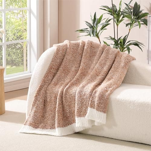 WRENSONGE Throw Blanket Cationic Dyeing Burnt Orange Soft Cozy Fluffy Warm Hand Made Weave Throw Blankets for Couch, Sofa, Chair, Bed, Camping, Picnic, Travel Lightweight Bed Blanket - 60"*80" - Thumbnail 2