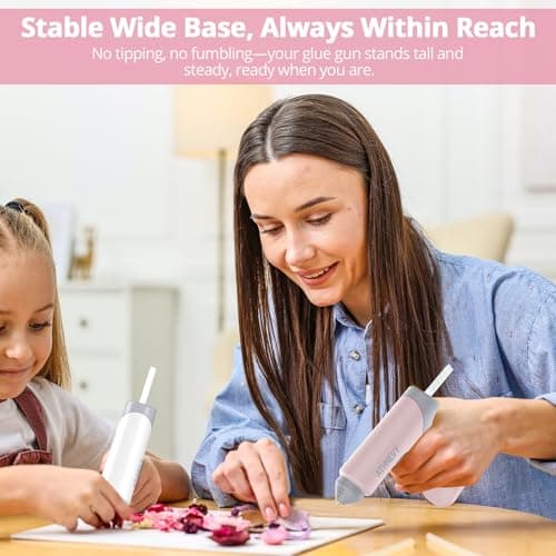 Cordless Hot Glue Gun, 4V 10s Fast Preheat, USB-C, 2000mAh Battery with Indicator, Smart Temp Control, Anti-Drip, Auto-Off, 30×7mm Glue Sticks, DIY Crafts, Home Repair, School Project (Light pink) - Thumbnail 6
