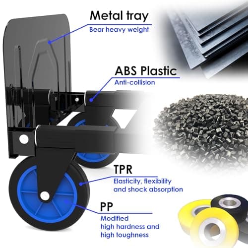 3 in 1 Collapsible Hand Truck Dolly Cart with Wheels Collapsible/Folding handtruck Dolly with IM & Straps/Portable/Adjustable Size/for Boxes/Cartons/Warehouse/Shopping/500 Lbs Load - Thumbnail 4